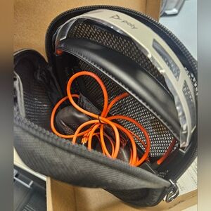 NIB Poly Blackwire 5220 Headphones with Red Cable